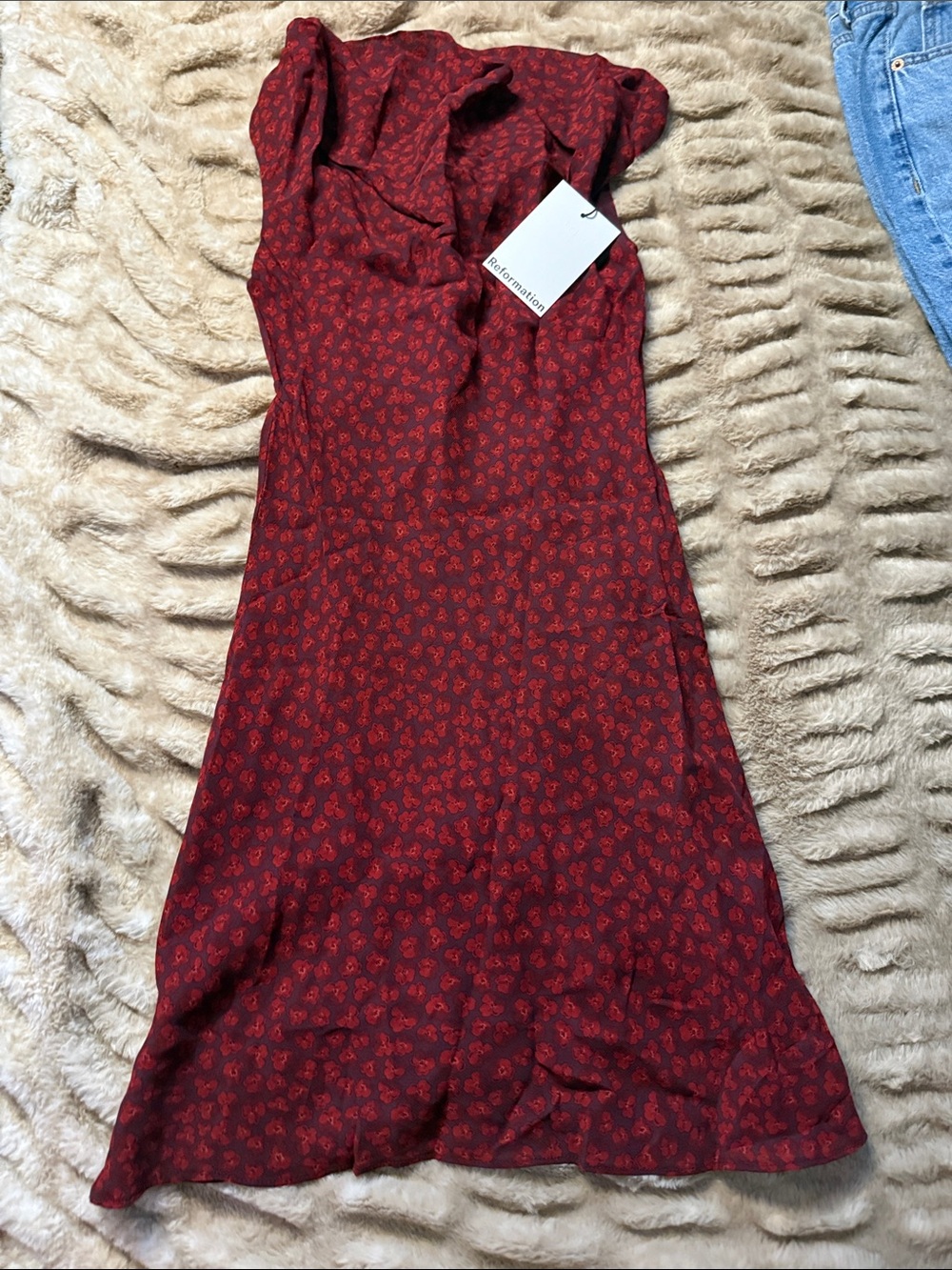 Reformation Red Floral Midi Slip Dress